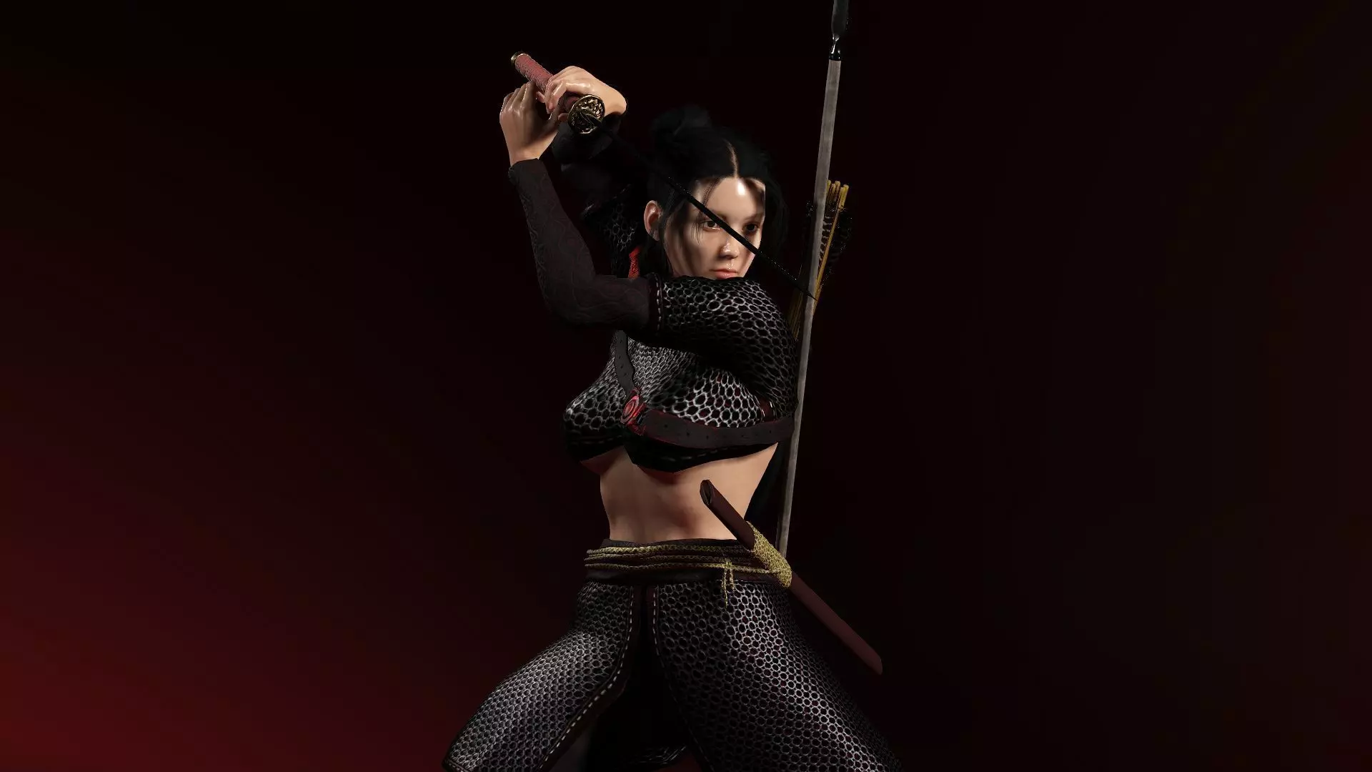Female Scarlet Samurai 3D model_0