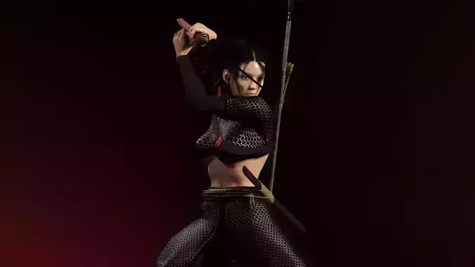 Female Scarlet Samurai 3D model Female Scarlet Samurai 3D model