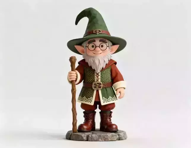 2573Fairy Tale Gnome  Color Full Body Figurine on Base  magic