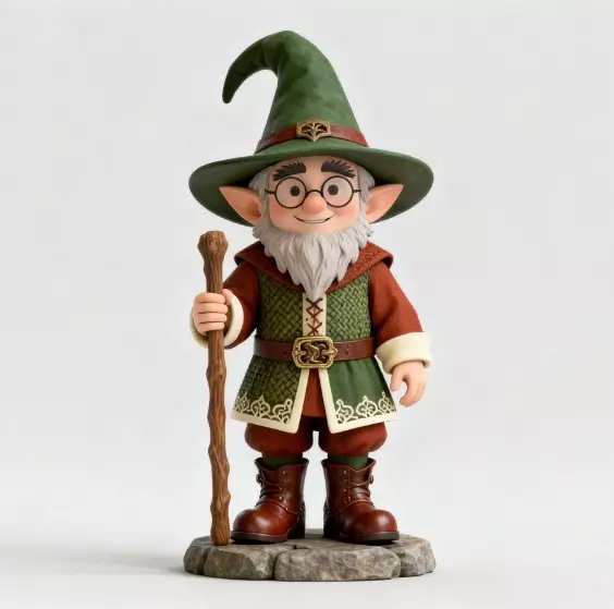 2573Fairy Tale Gnome Color Full Body Figurine on Base magic 3D print model_4