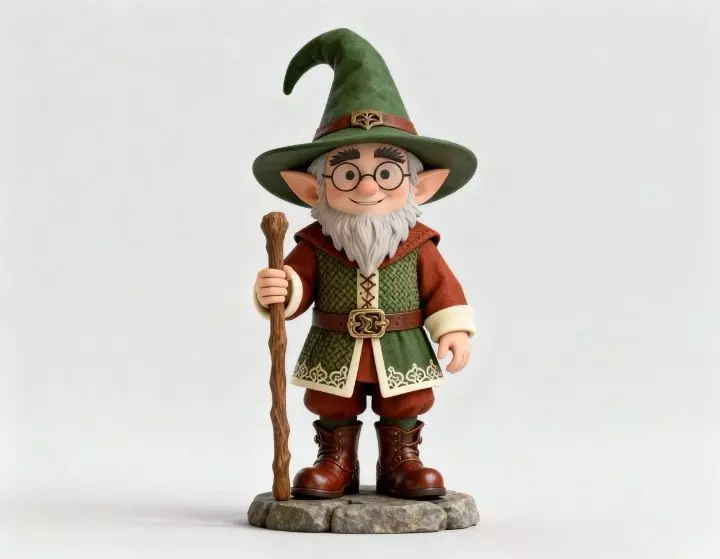 2573Fairy Tale Gnome Color Full Body Figurine on Base magic 3D print model_2