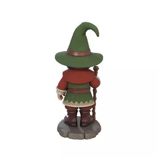 2573Fairy Tale Gnome Color Full Body Figurine on Base magic 3D print model_23