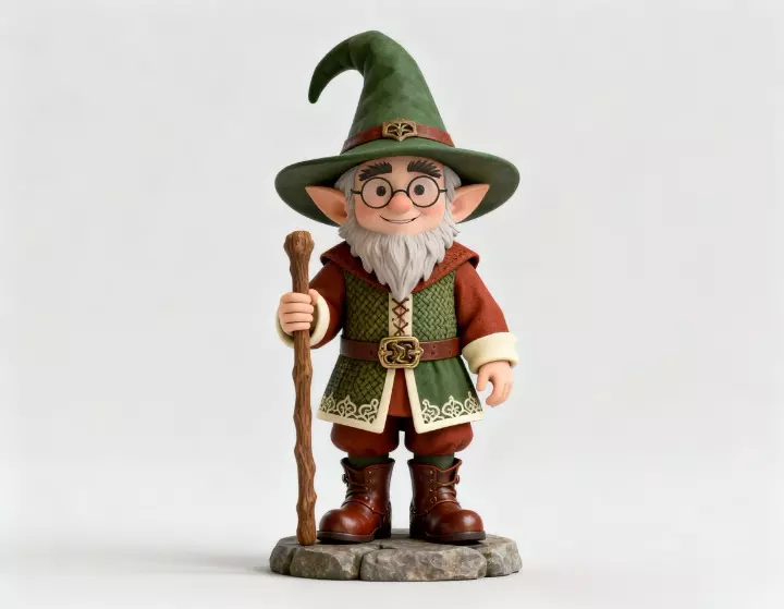 2573Fairy Tale Gnome Color Full Body Figurine on Base magic 3D print model_1