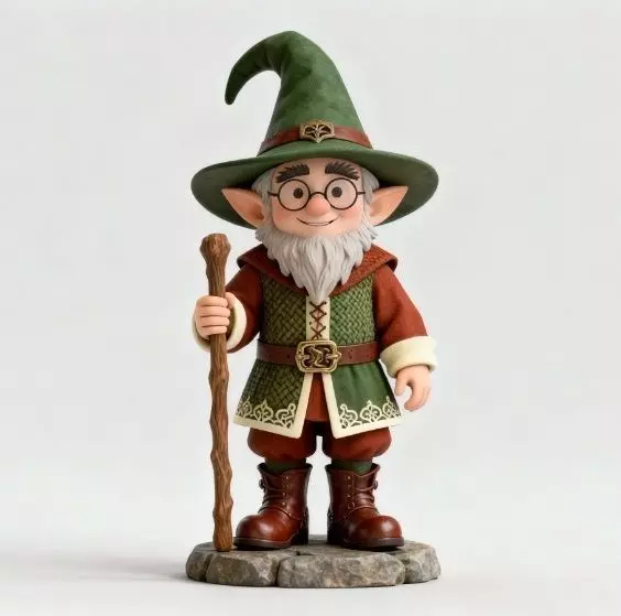 2573Fairy Tale Gnome Color Full Body Figurine on Base magic 3D print model_7