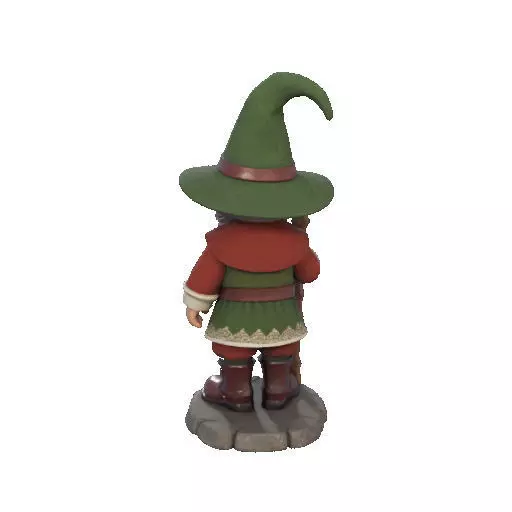 2573Fairy Tale Gnome Color Full Body Figurine on Base magic 3D print model_24