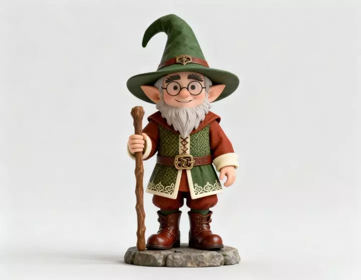 2573Fairy Tale Gnome Color Full Body Figurine on Base magic 3D print model_3
