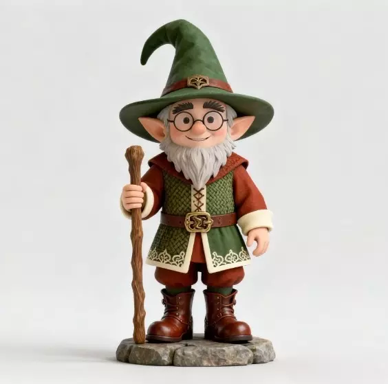 2573Fairy Tale Gnome Color Full Body Figurine on Base magic 3D print model_6