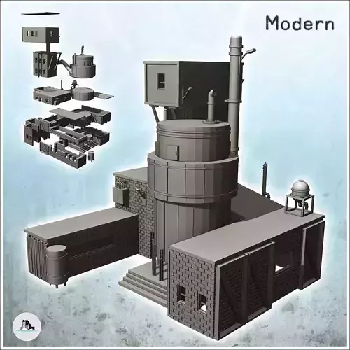 Brick industrial plant with large tank and elevated cabin 20 - M
