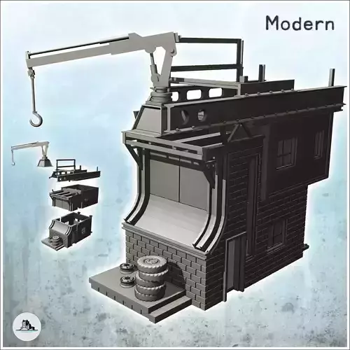 Brick industrial handling building with lifting crane 21 - Moder