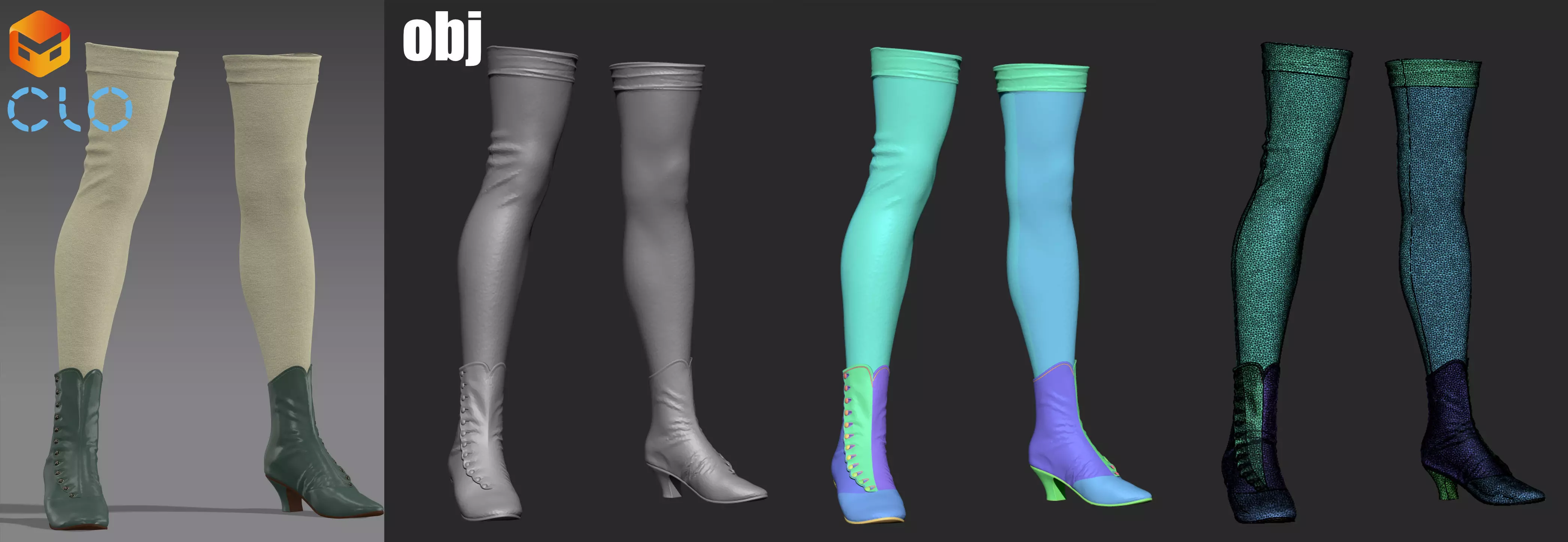 19th century outfit - Marvelous Designer project and OBJ 3D model_5