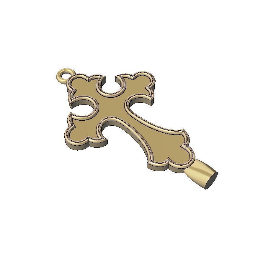 Cross Pendant with gemstones 005 3D print model_6