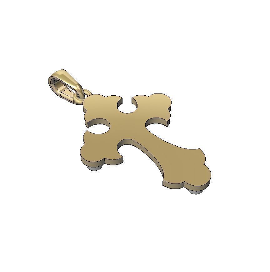Cross Pendant with gemstones 005 3D print model_4