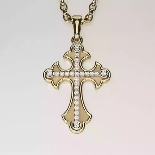 Cross Pendant with gemstones 005