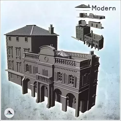 Baroque bank with two-storey annex building intact version - Mod