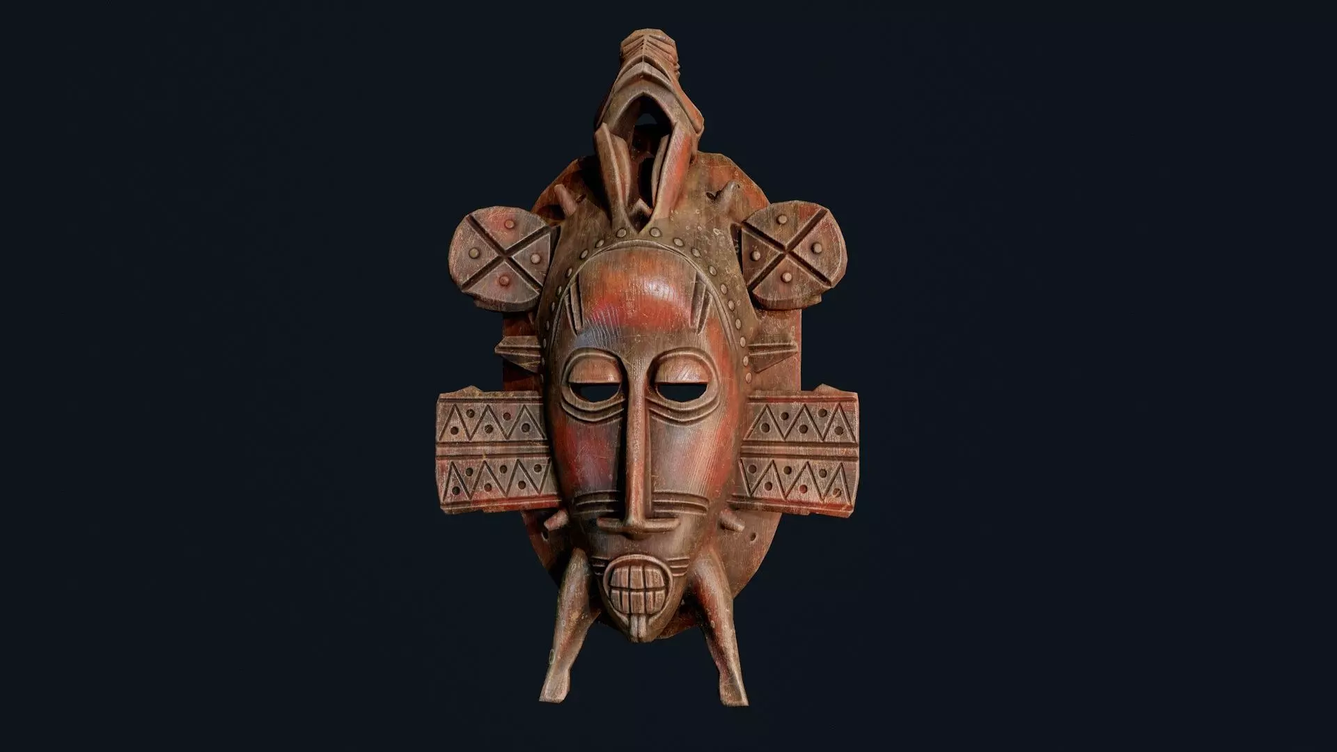 African Decor Mask 2 Low-poly 3D model_0