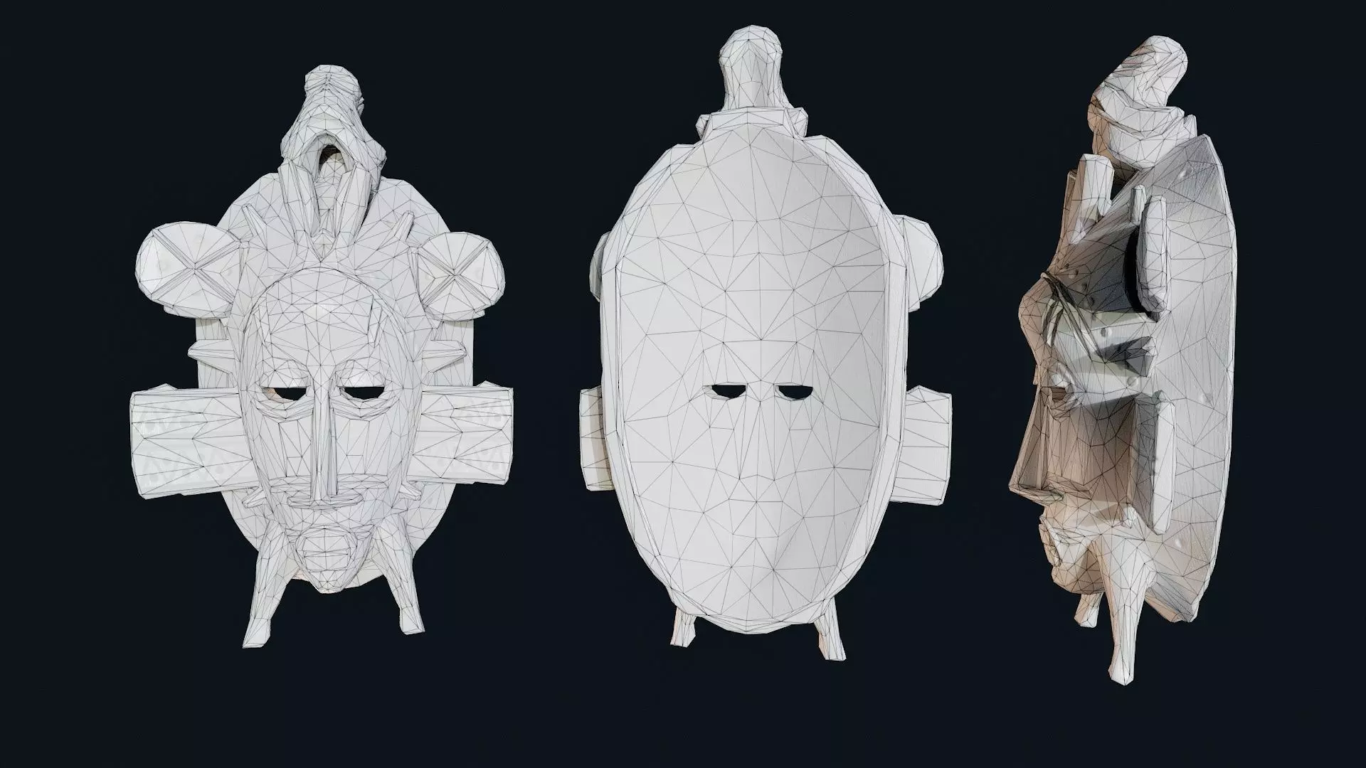 African Decor Mask 2 Low-poly 3D model_8