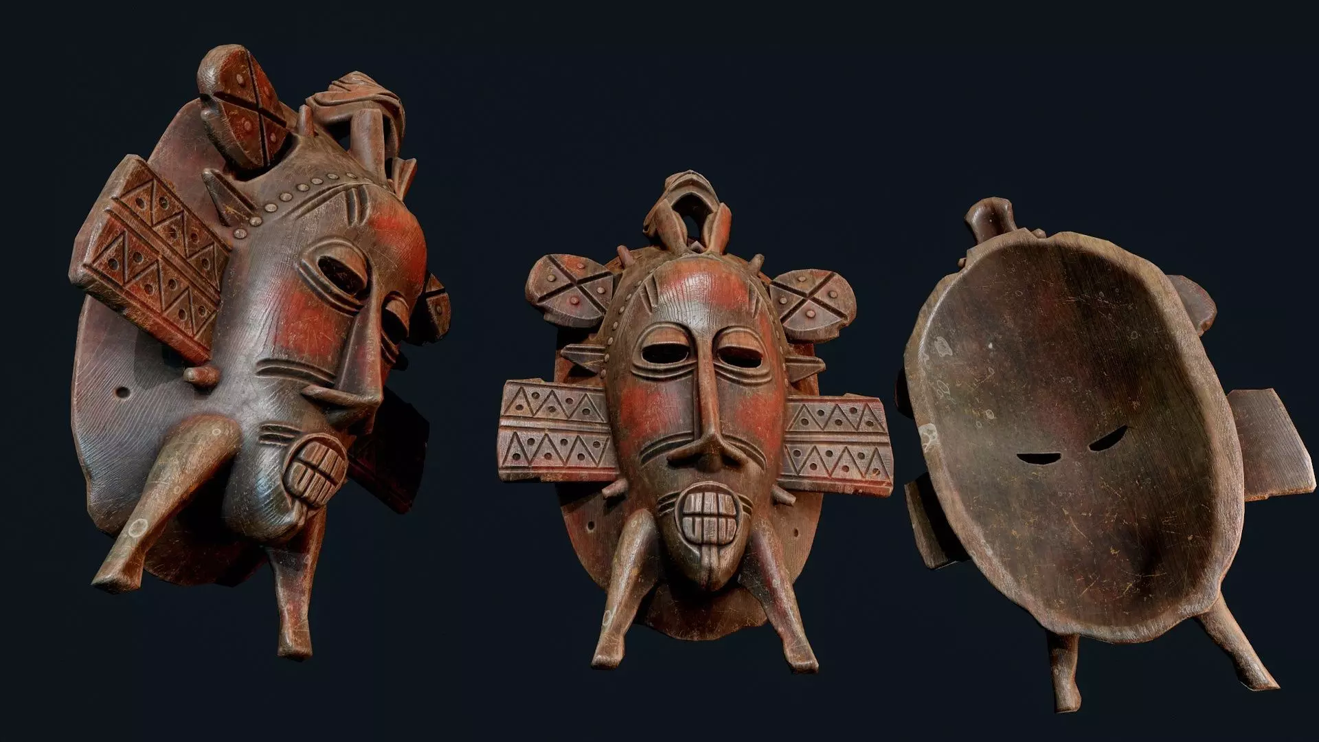 African Decor Mask 2 Low-poly 3D model_6