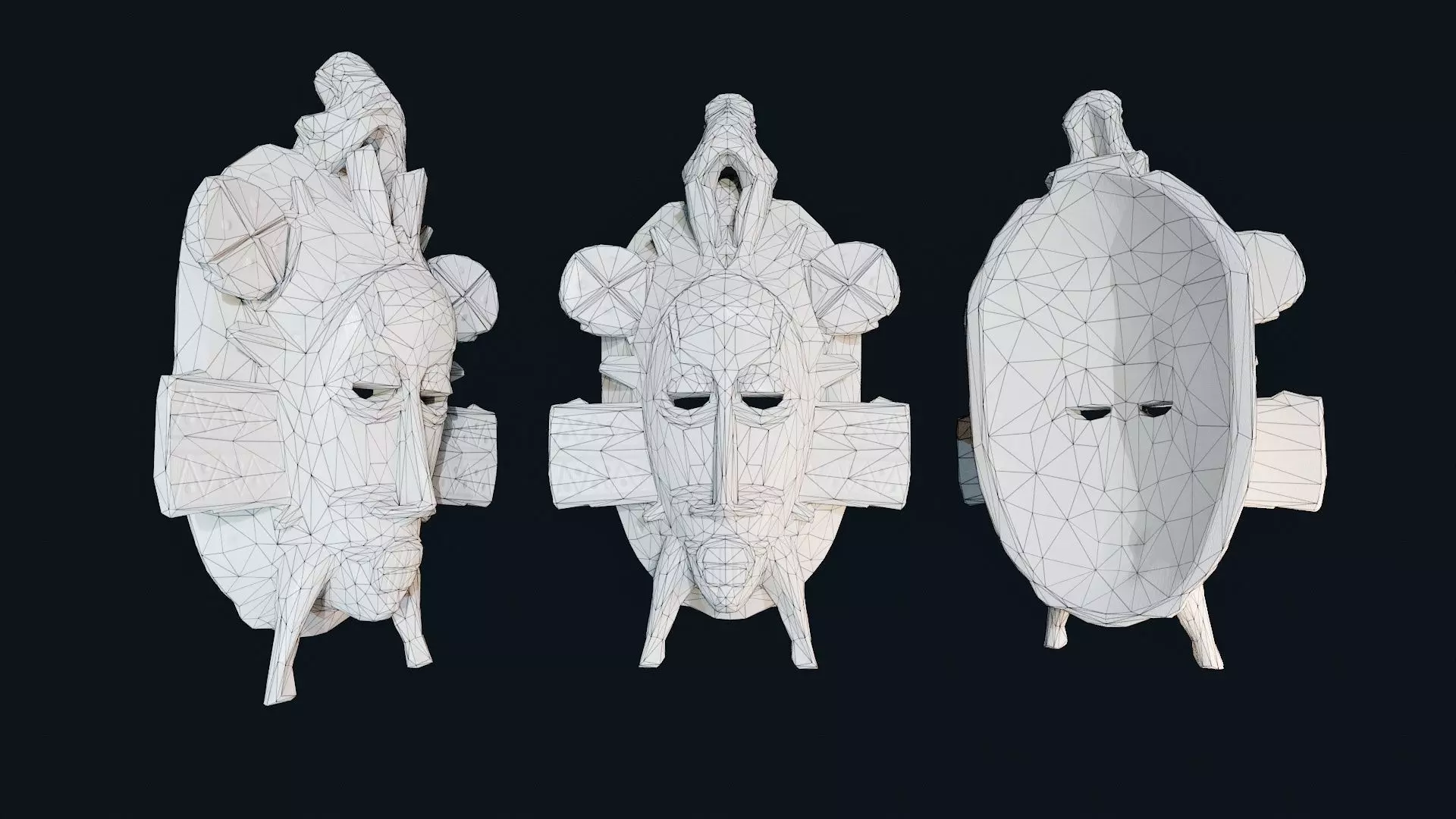 African Decor Mask 2 Low-poly 3D model_7