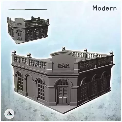 European bar with balustraded roof and baroque ornaments 4 - Mod