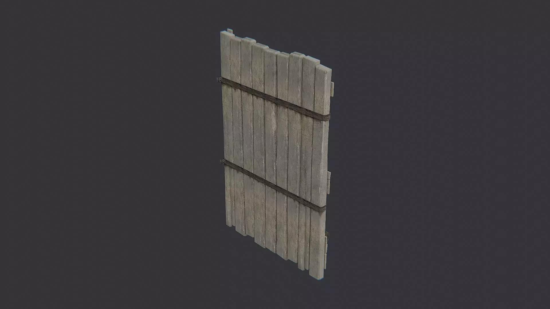 Wood Barn Door Right Large Low-poly 3D model_1