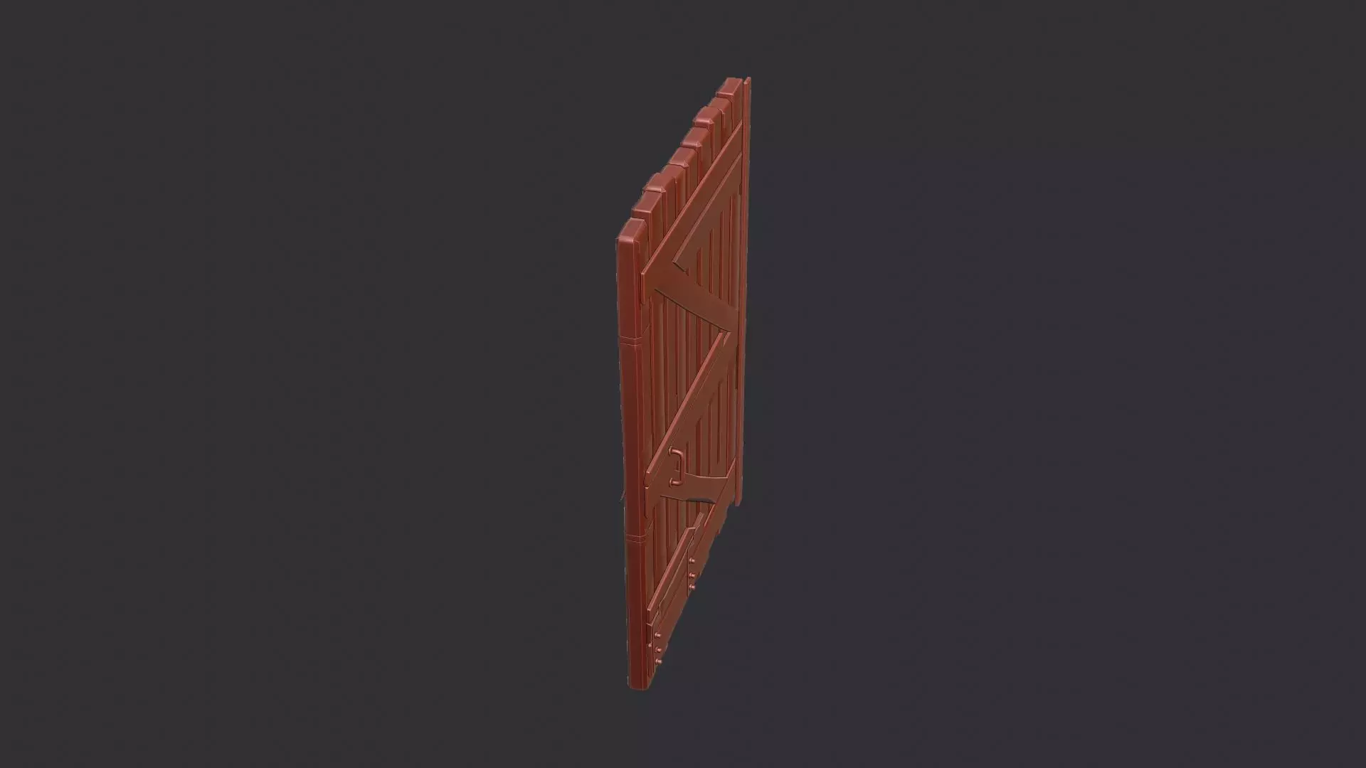 Wood Barn Door Right Large Low-poly 3D model_6