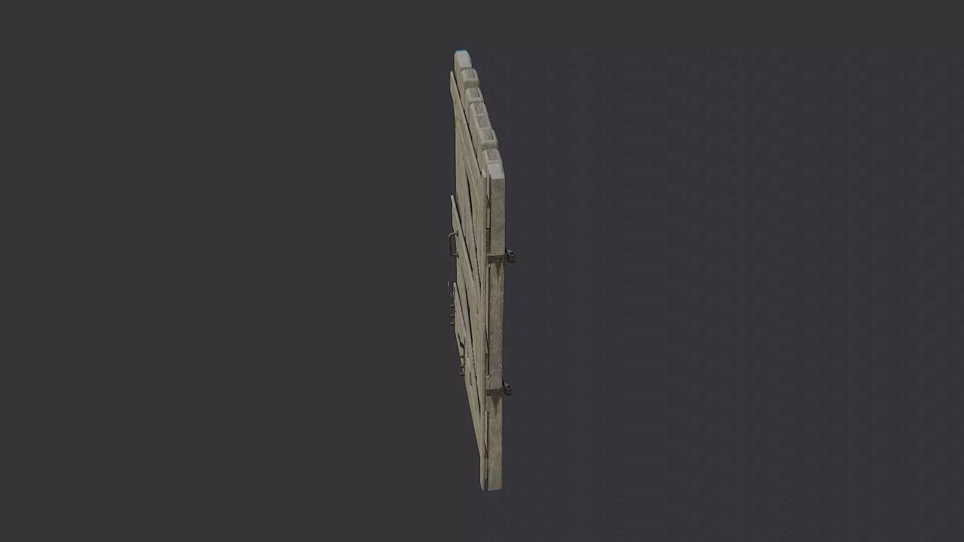 Wood Barn Door Right Large Low-poly 3D model_3