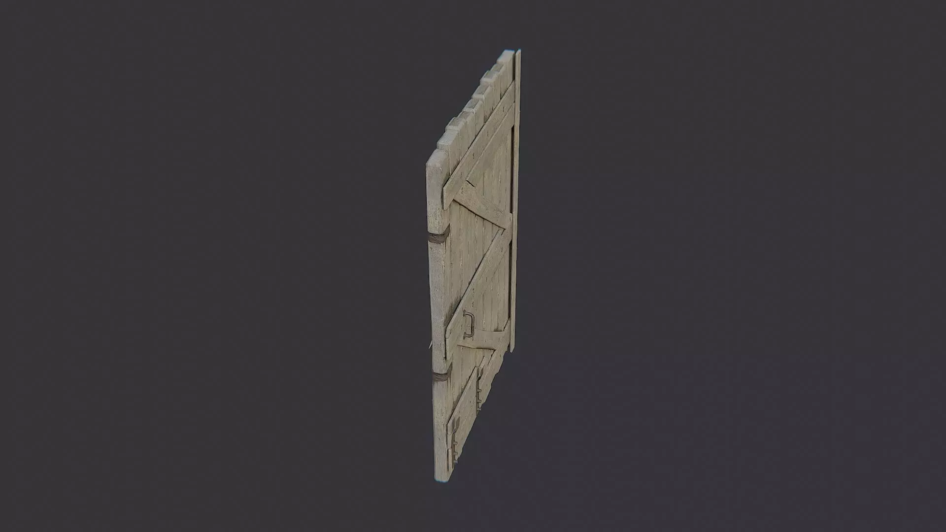 Wood Barn Door Right Large Low-poly 3D model_0