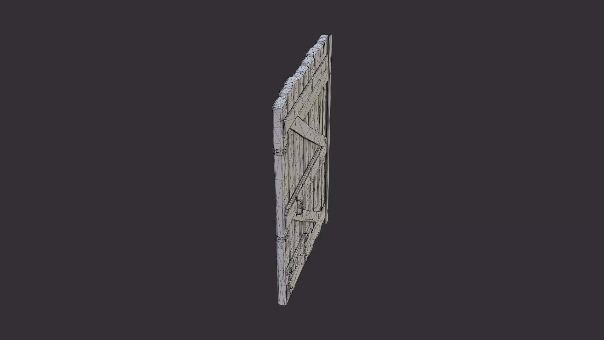 Wood Barn Door Right Large Low-poly 3D model_7
