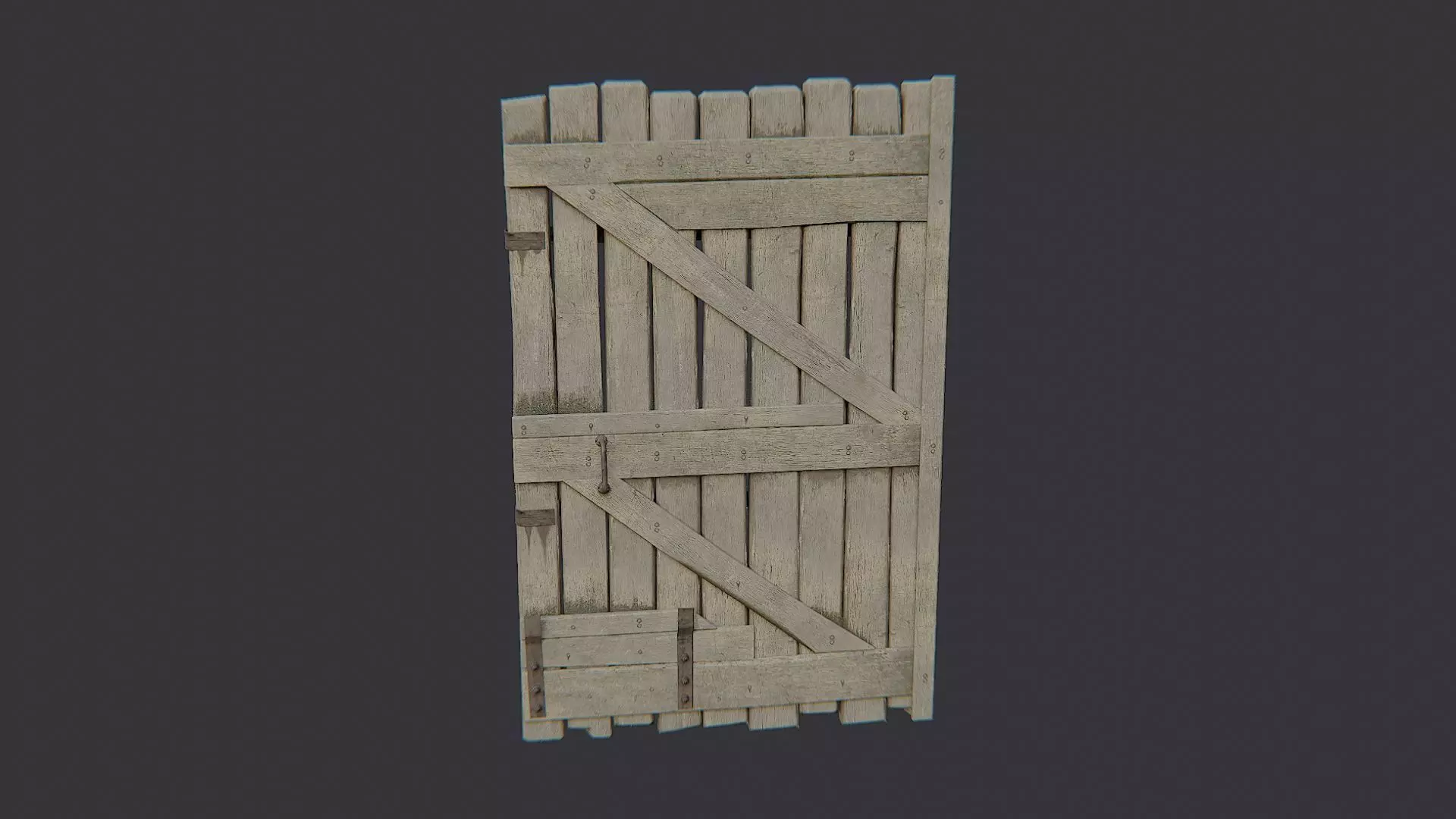 Wood Barn Door Right Large Low-poly 3D model_2