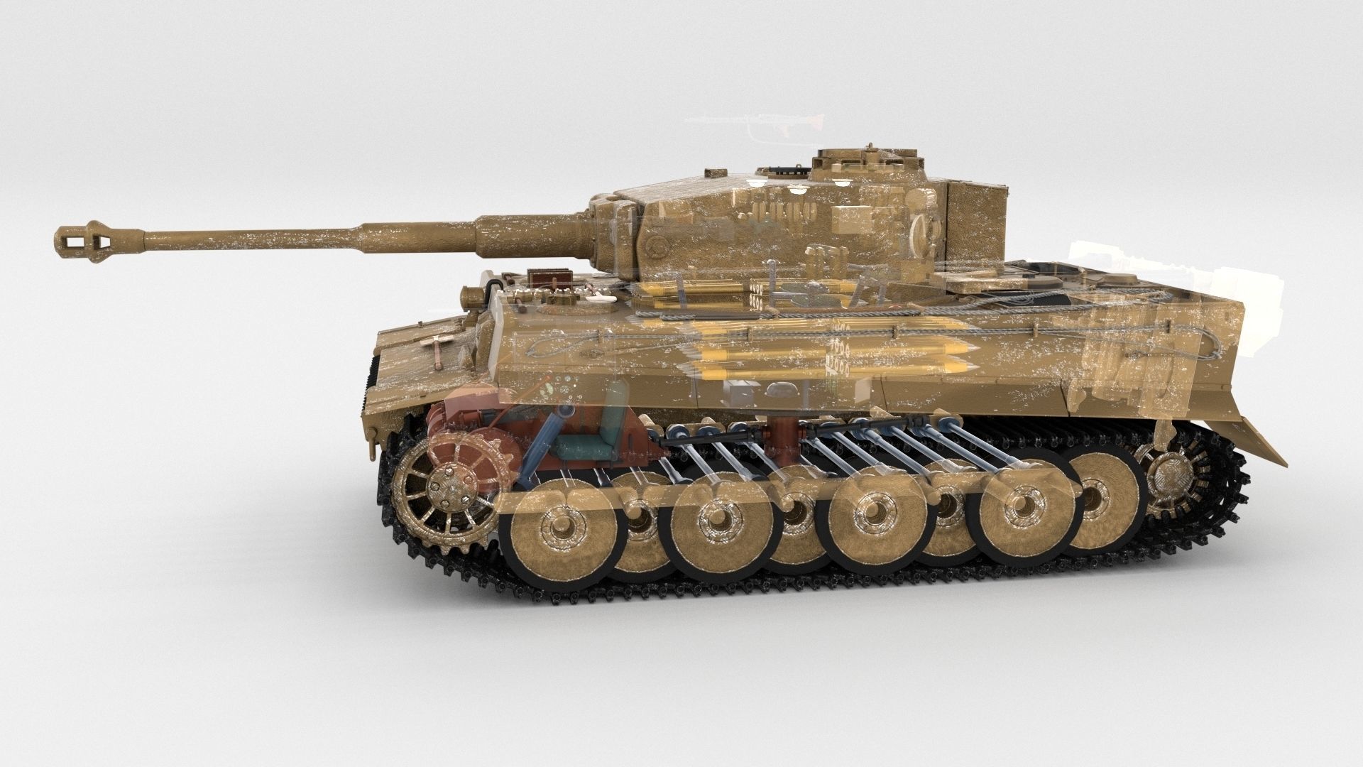 Panzer Tiger Tank Early with interior 3D model_21