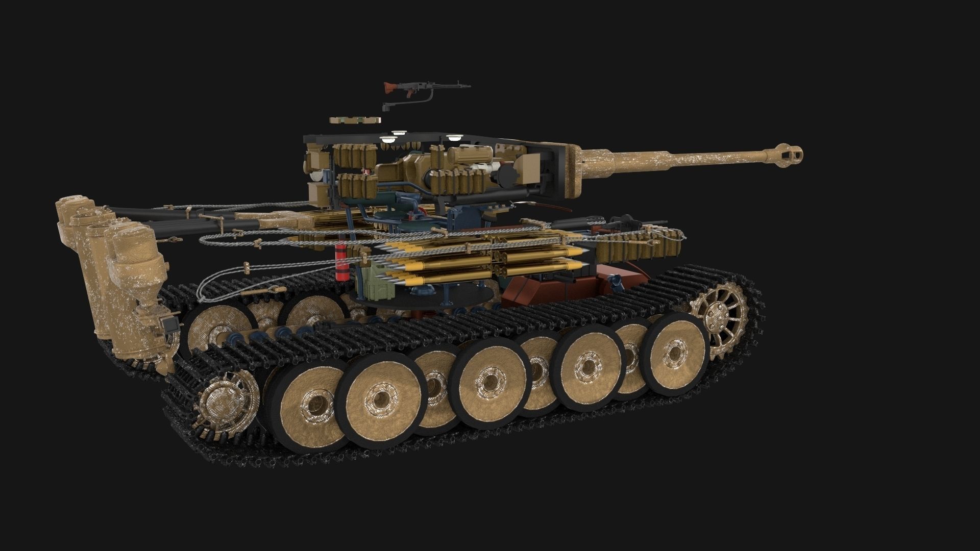 Panzer Tiger Tank Early with interior 3D model_71
