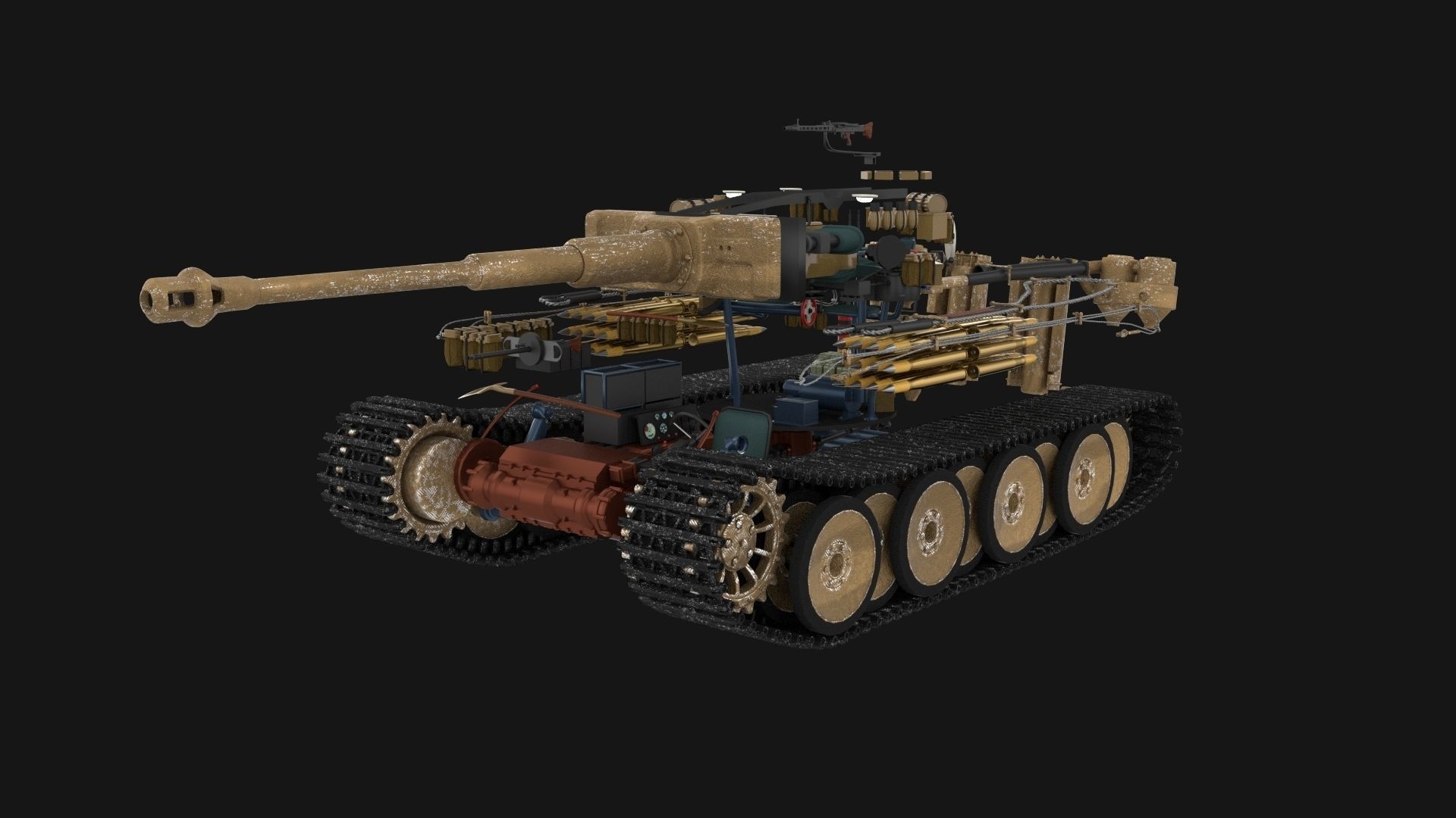 Panzer Tiger Tank Early with interior 3D model_34