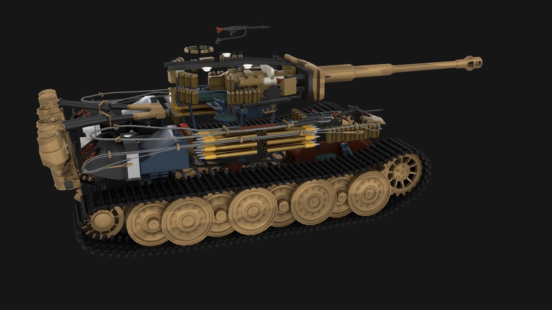 Panzer Tiger Tank Early with interior 3D model_59