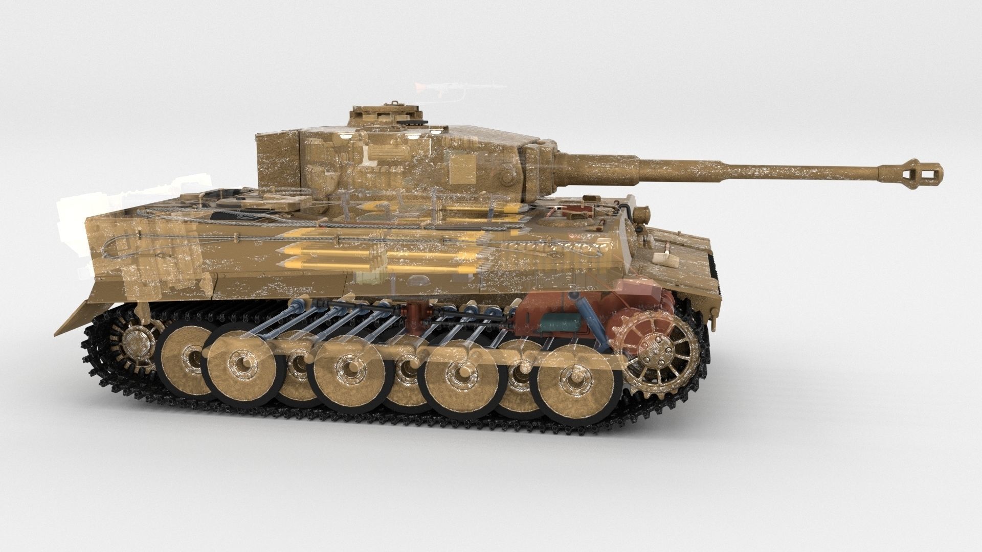 Panzer Tiger Tank Early with interior 3D model_43