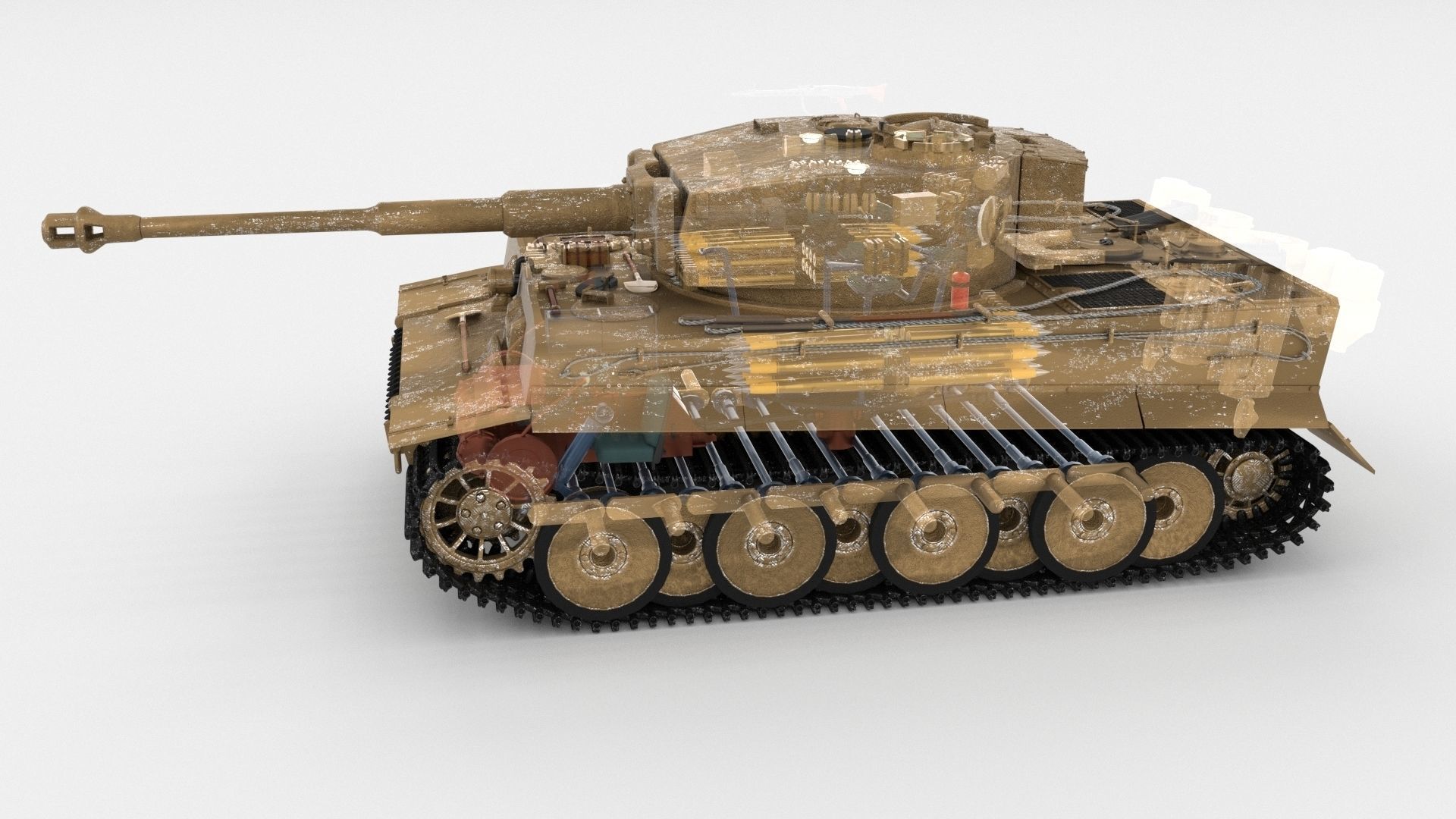 Panzer Tiger Tank Early with interior 3D model_15