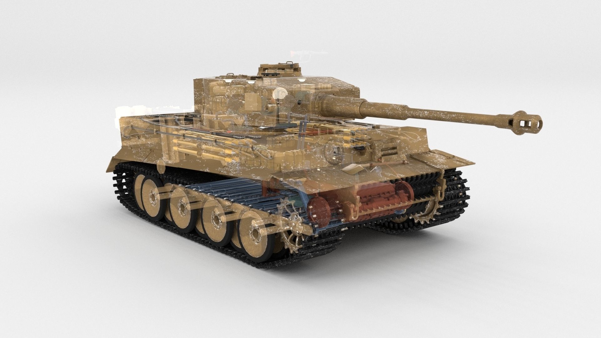 Panzer Tiger Tank Early with interior 3D model_54