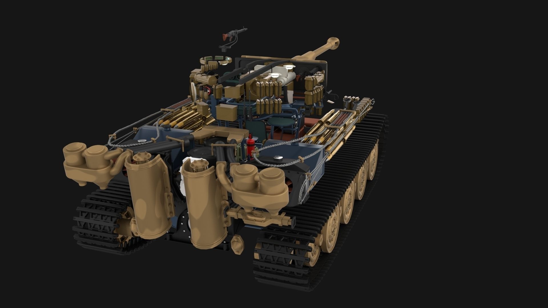 Panzer Tiger Tank Early with interior 3D model_11