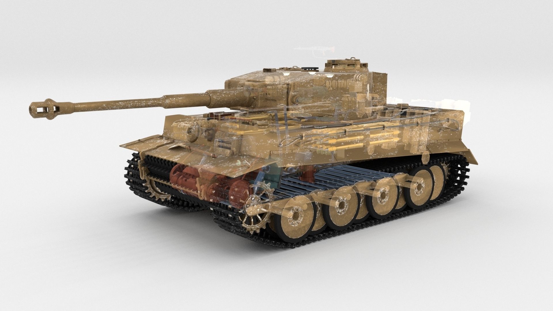 Panzer Tiger Tank Early with interior 3D model_84