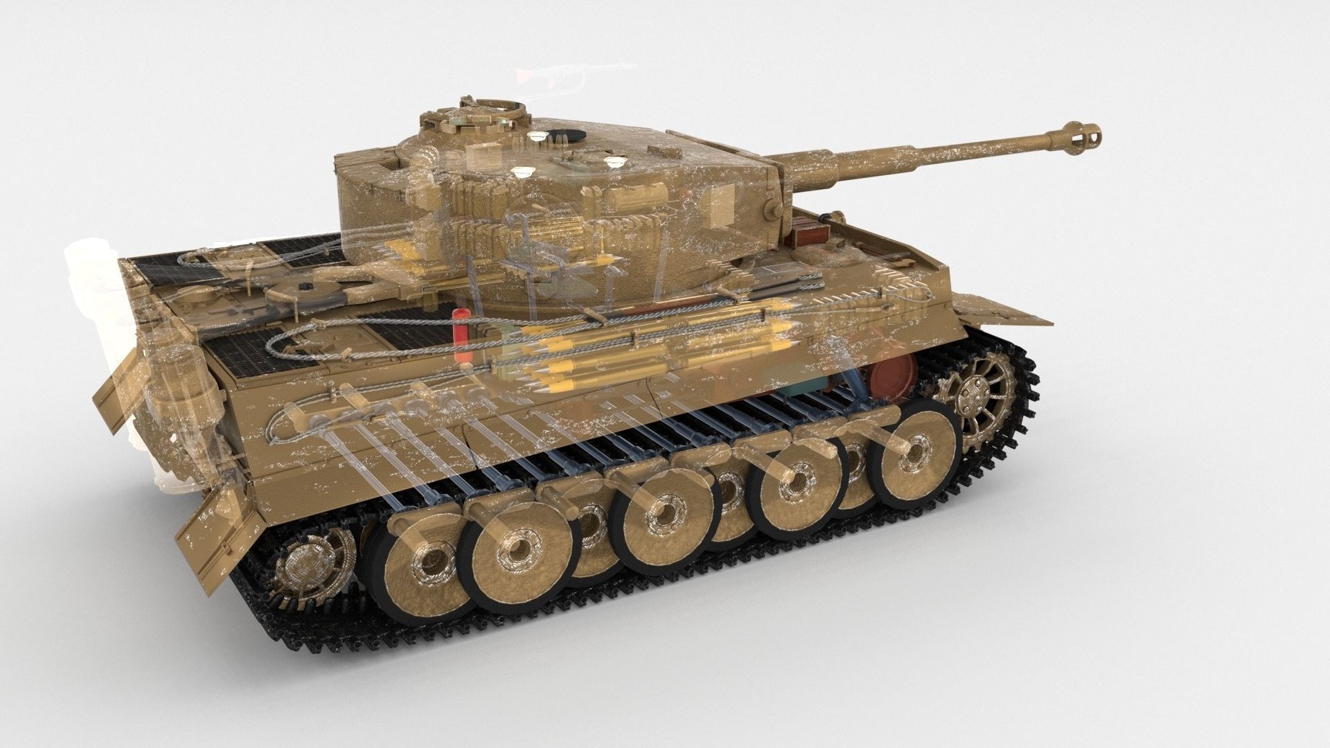 Panzer Tiger Tank Early with interior 3D model_36