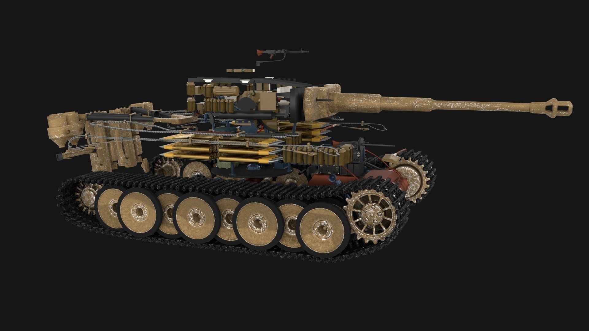 Panzer Tiger Tank Early with interior 3D model_75