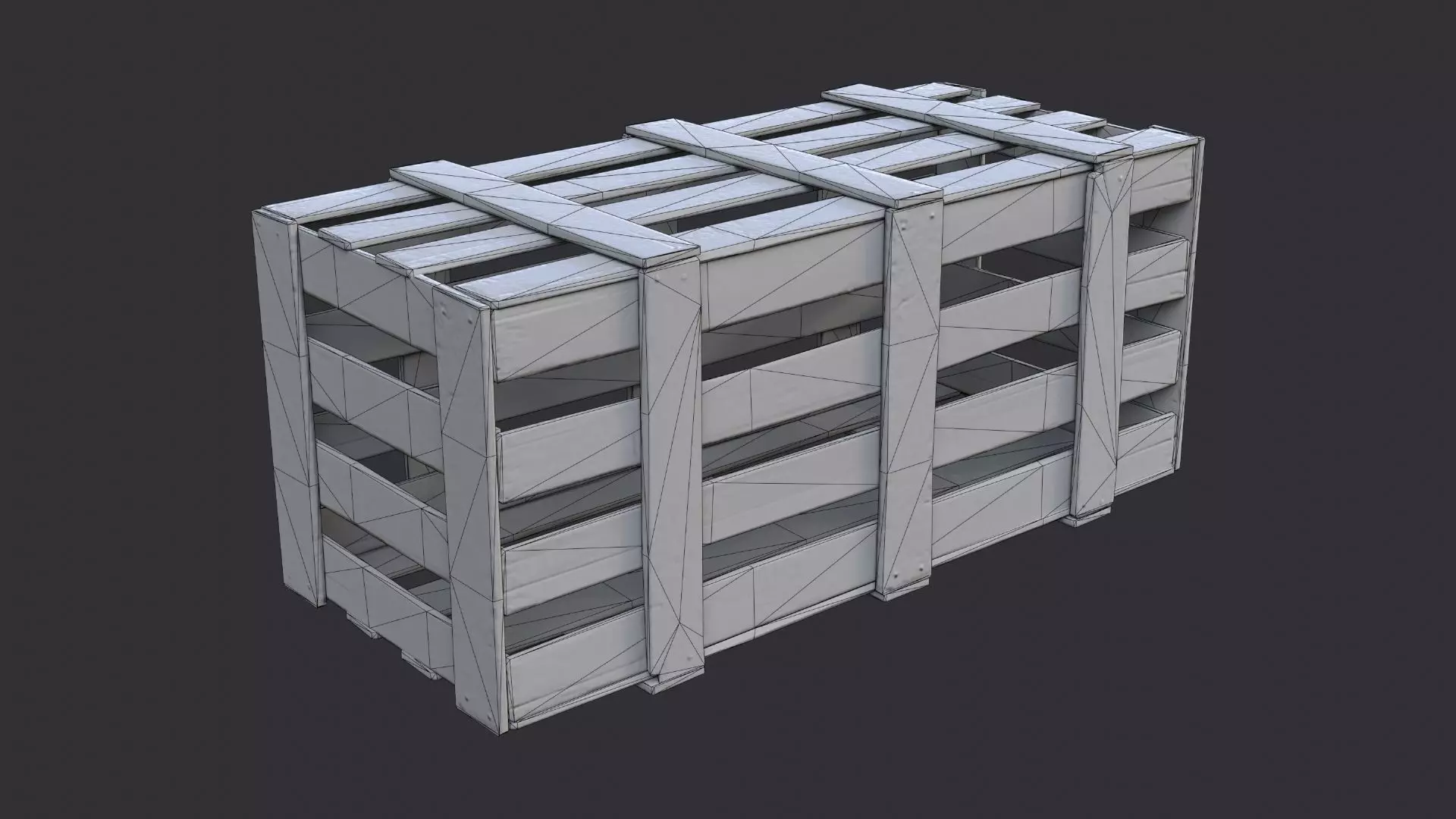 Dun Wood Crate on Pallet for Storage Low-poly 3D model_7