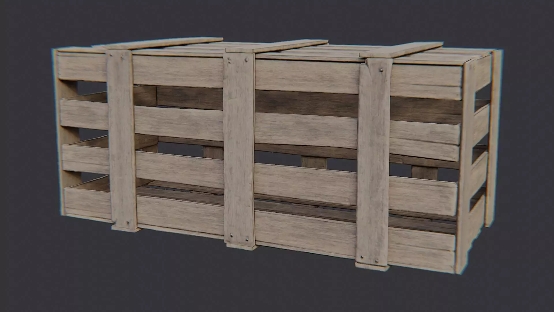 Dun Wood Crate on Pallet for Storage Low-poly 3D model_2