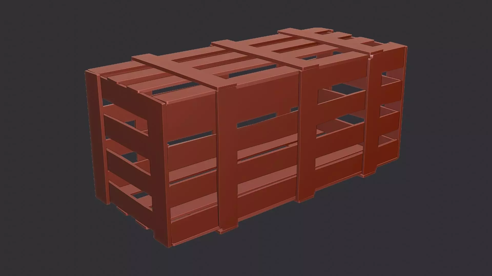Dun Wood Crate on Pallet for Storage Low-poly 3D model_6