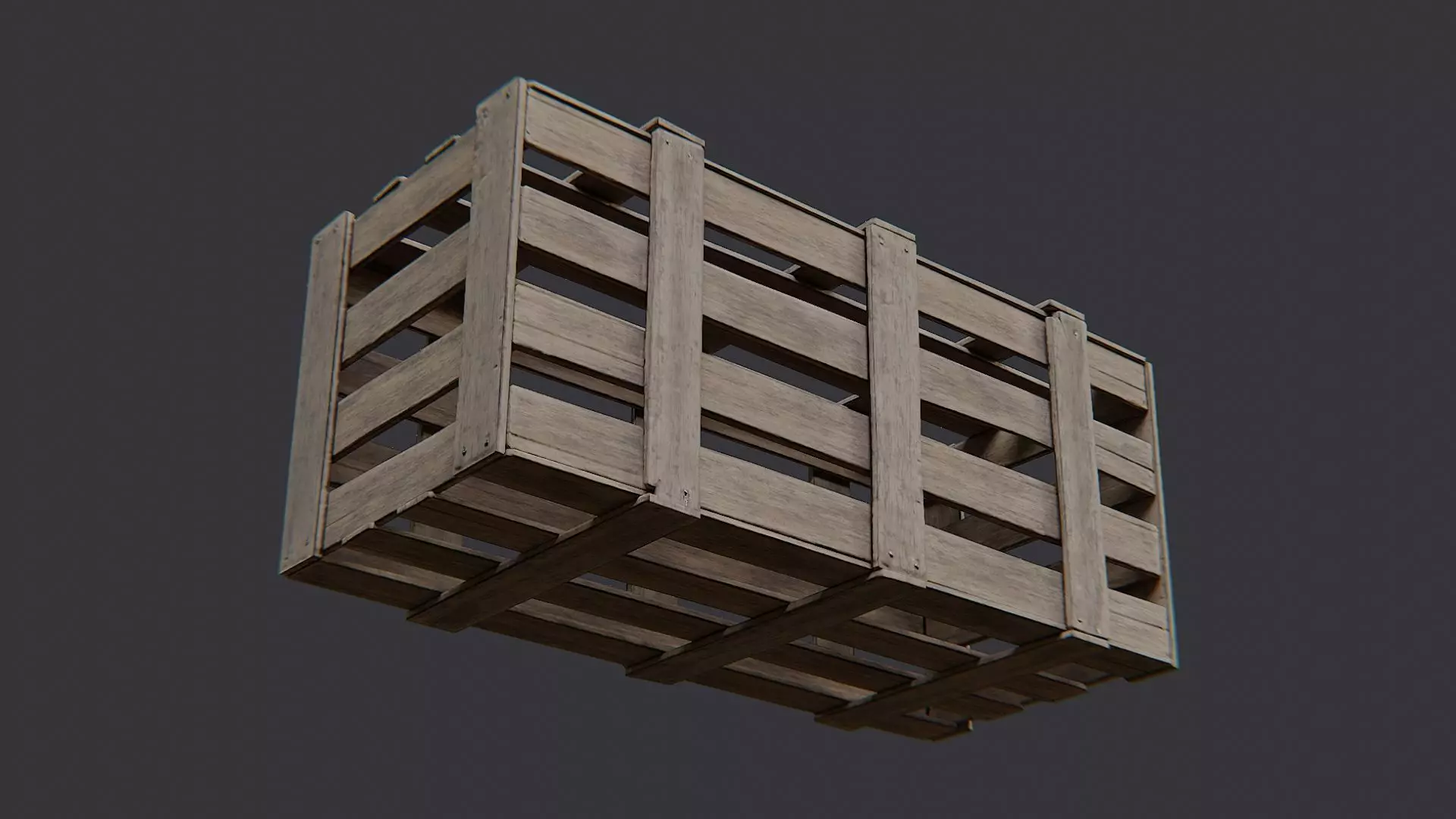 Dun Wood Crate on Pallet for Storage Low-poly 3D model_5