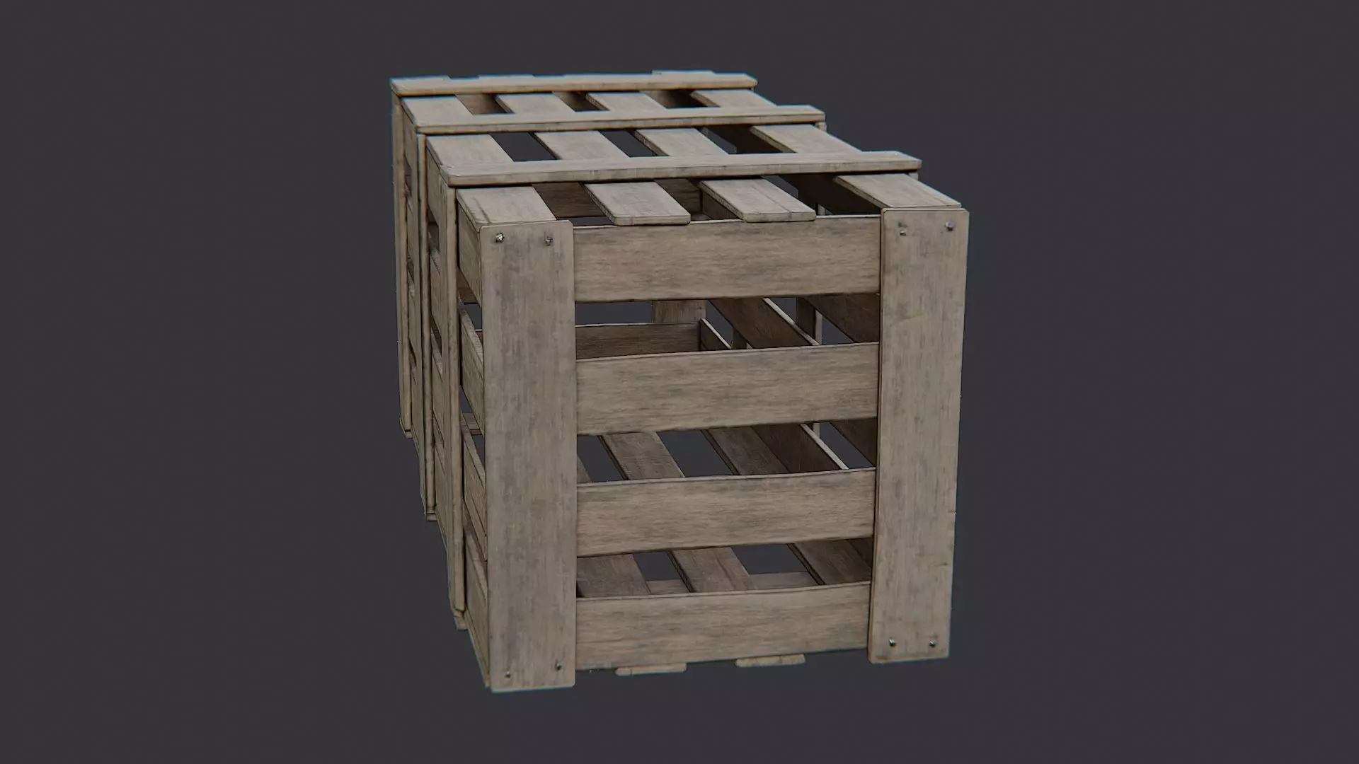 Dun Wood Crate on Pallet for Storage Low-poly 3D model_1