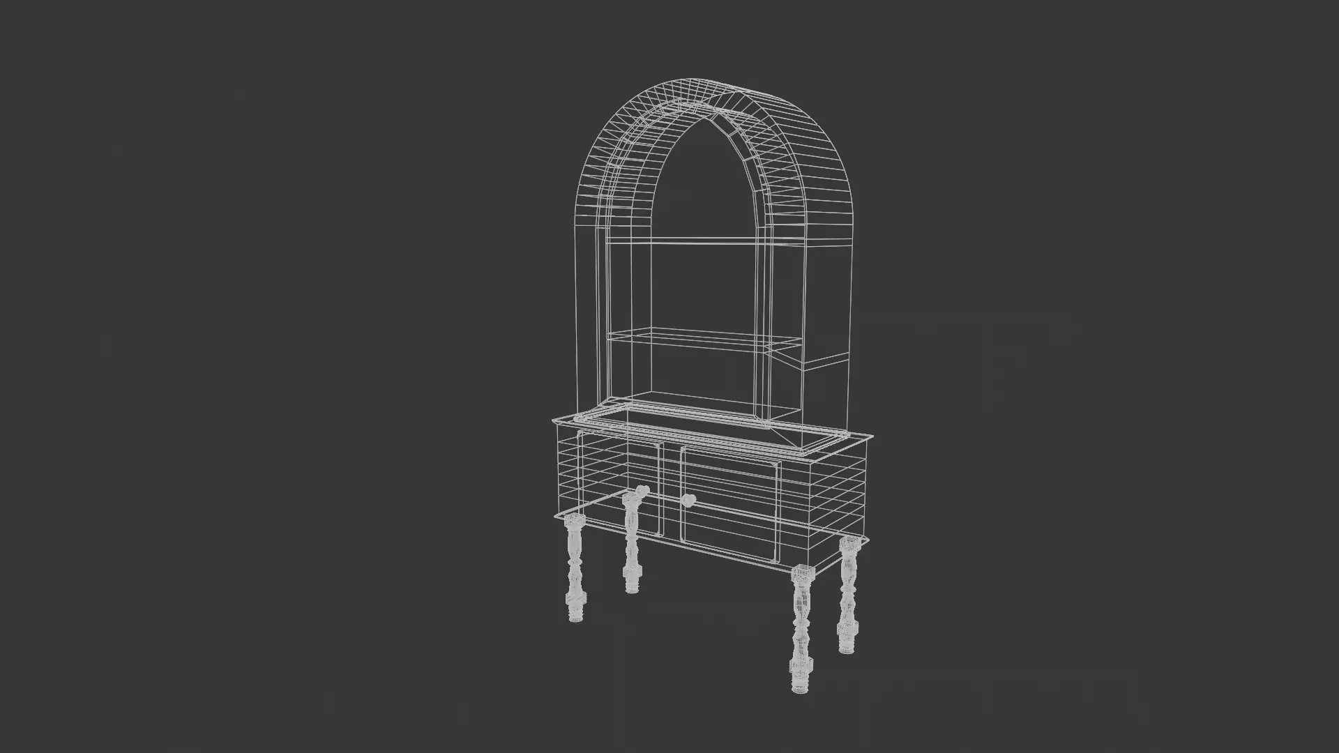 Antique China Cabinet or Hutch with Glass Door 3D model_6