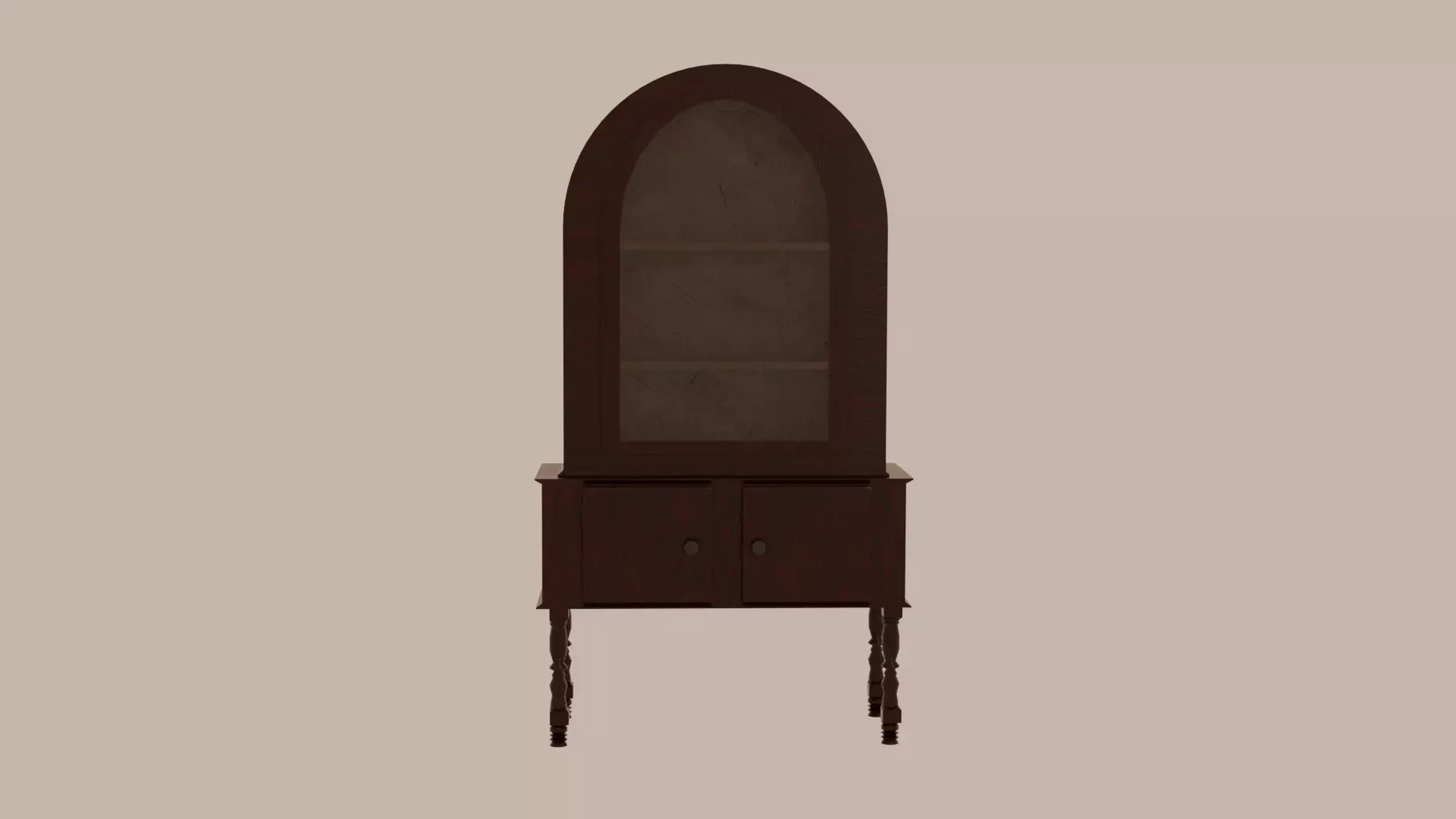 Antique China Cabinet or Hutch with Glass Door 3D model_2