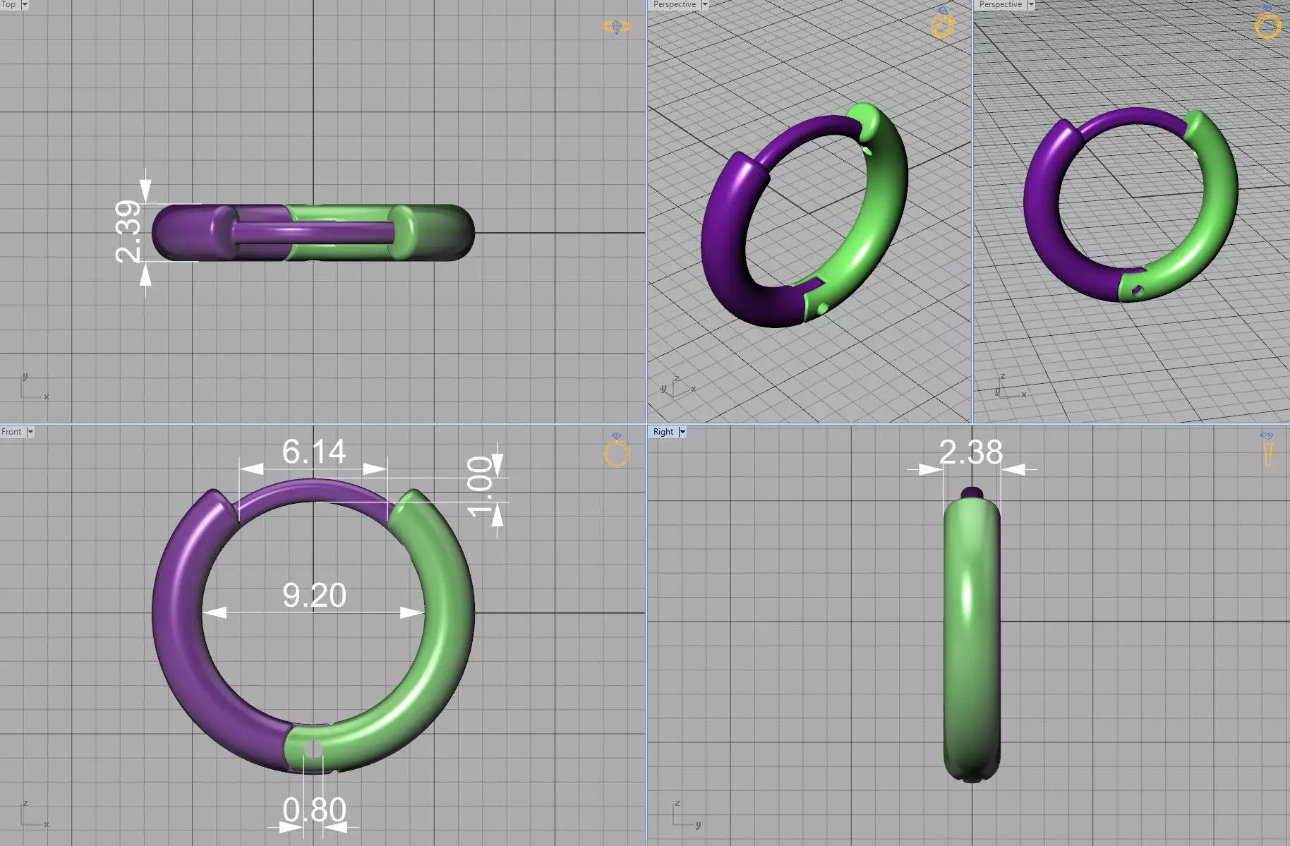 Small Hoop Earrings 3dmodel 13mm size 3D print model_7