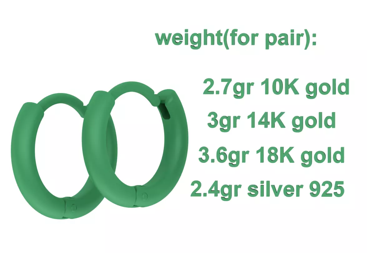 Small Hoop Earrings 3dmodel 13mm size 3D print model_9