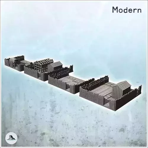 Set of four garden installations with wooden walls and huts 16 -